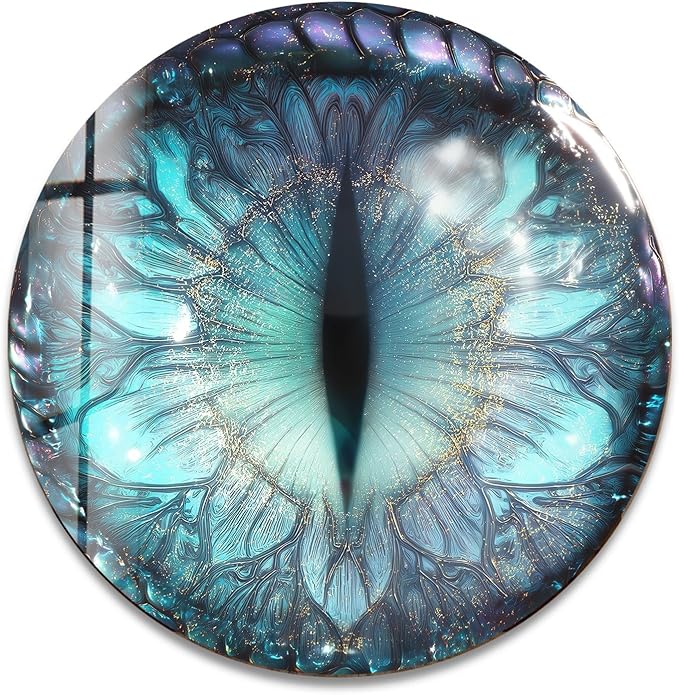 My Photostation.com 31.5''(80cm) Diameter Mystical Dragon Eye Round Glass Wall Art Tempered Glass Printing Wall Decor Large Wall Art Wall Hangings