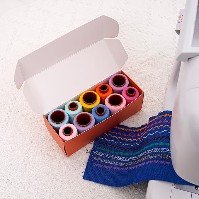 Sewing Thread Kit, All Purpose Sewing Thread 40wt, 10 Spools Assorted Colors Each 800 Yards of Polyester Threads for Sewing Machine, Hand Stitching, Quilting, Serger (Light Color Series)