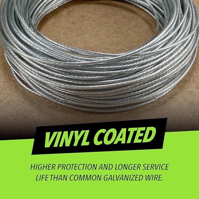 Coated Picture Hanging Wire #4 30lbs 100-Feet, Flexible Steel Wire 16 Gauge for Hang Up Frame/Painting and Mirror