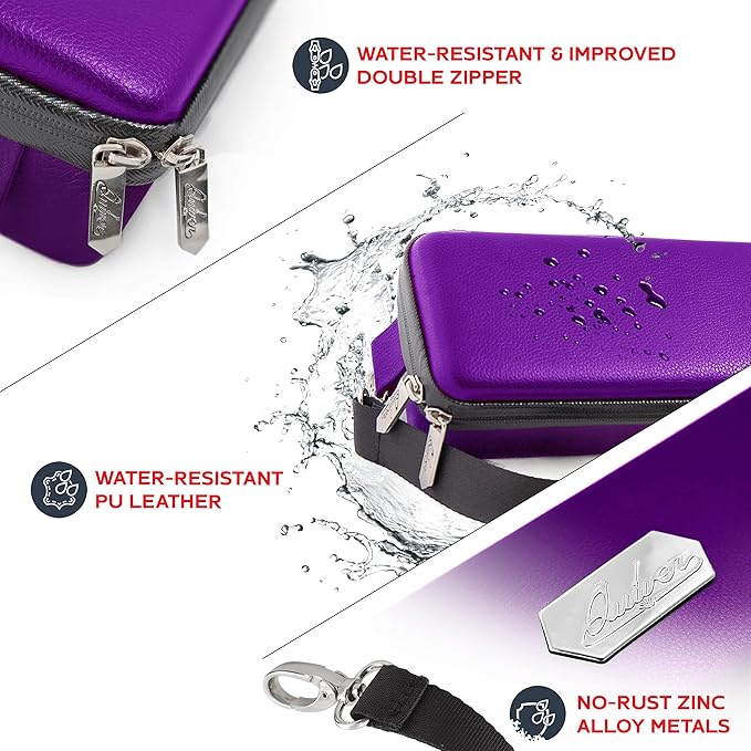 Quiver Time Purple Quiver Card Carrying Case - TCG Cards Deck Box Holder for Trading Cards, MTG Bag Playing Card Case (+Wrist & Shoulder Strap, Dividers, Separators, Corner Pads + 100 Apollo Sleeves)