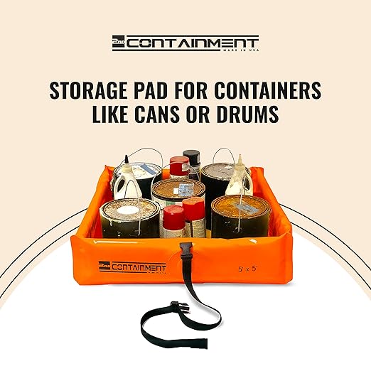 5 ft x 5 ft - 2nd Containment Spill Containment Berm - PVC Orange Made in U.S.A.