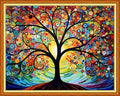 Foxhool Beginners Cross Stitch Kits Stamped Full Range of Embroidery Kits for Adults DIY Cross Stitches kit Embroidery Patterns for Needlepoint kit-Starry Sky Tree 16x20 inch