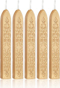Yoption 5 Pcs Metallic Light Gold Sealing Wax Sticks with Wicks for Wax Seal Stamp, Wedding Invitations, Gift Wrapping, Christmas