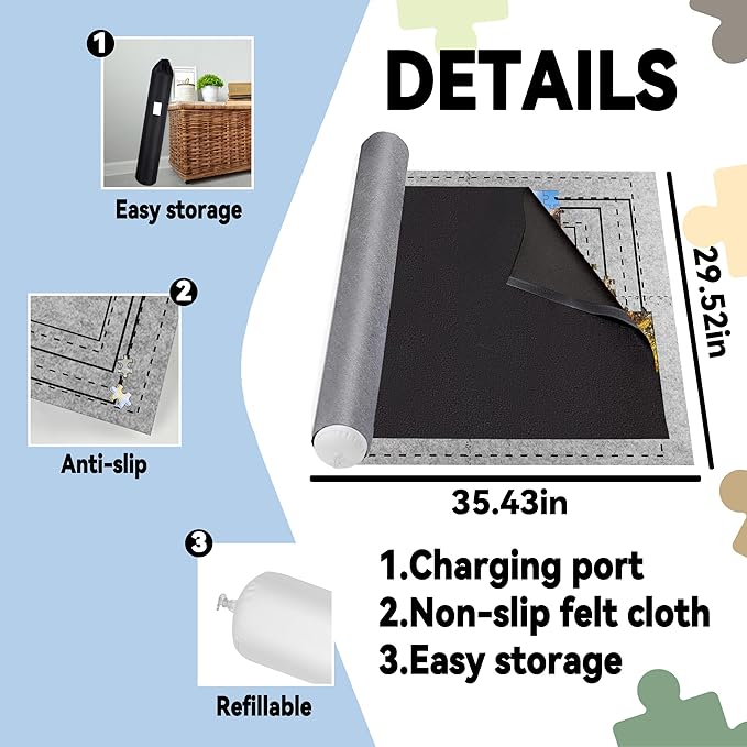 Puzzle Saver with Lid 1000 1500 Pieces Puzzles Board Storage Cover Transport Pump Glue Portable Felt Inflatable Stick Organizer Pad Tabletop Frame Travel Carrier Kit Table Top Rug Keep Cat Away from