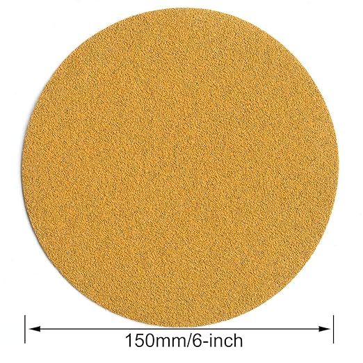 6-Inch No-Hole Hook and Loop Sanding Discs 60-Grit, Random Orbital Sandpaper for Automotive and Woodworking, 100-Pack