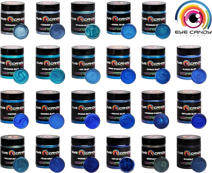 Eye Candy Pigments Premium Blue Mica Powder - Blueblood (50gr) - for Epoxy, Resin, Soap, Paint, Woodworking, Acrylic Pouring, Bath Bombs, Fishing Lures - DIY Arts and Crafts Additive