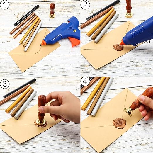 Nuanchu 15 Pcs Glue Gun Sealing Wax Sticks Retro Vintage Wax Sticks for Seal Stamp and Letter for Wedding Invitations Card Envelope Christmas Holiday Gift Ideas(Gold)