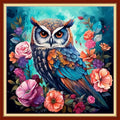 Joyhoor Stamped Cross Stitch Kits for Beginners, Needlepoint Kits for Adults, 11CT Counted Embroidery Kits-Owl Flower 18x18 inchs