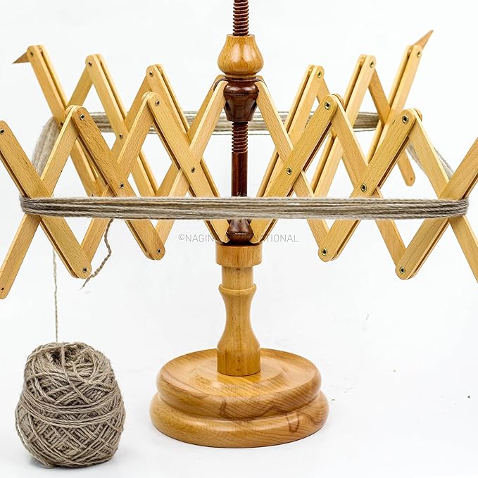 Wooden Handcrafted Heavy Duty Wooden Yarn Ball Winder - Premium Crafted Knitting Crocheting Accessories & Combo Set - Table Top Yarn Swift (Steam Beech Wood)