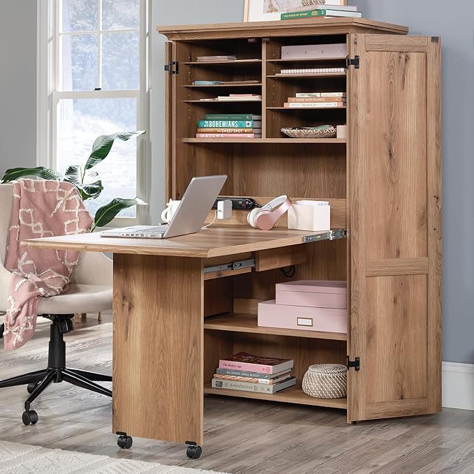 Sauder Miscellaneous Storage Craft & Sewing Armoire, Timber Oak Finish