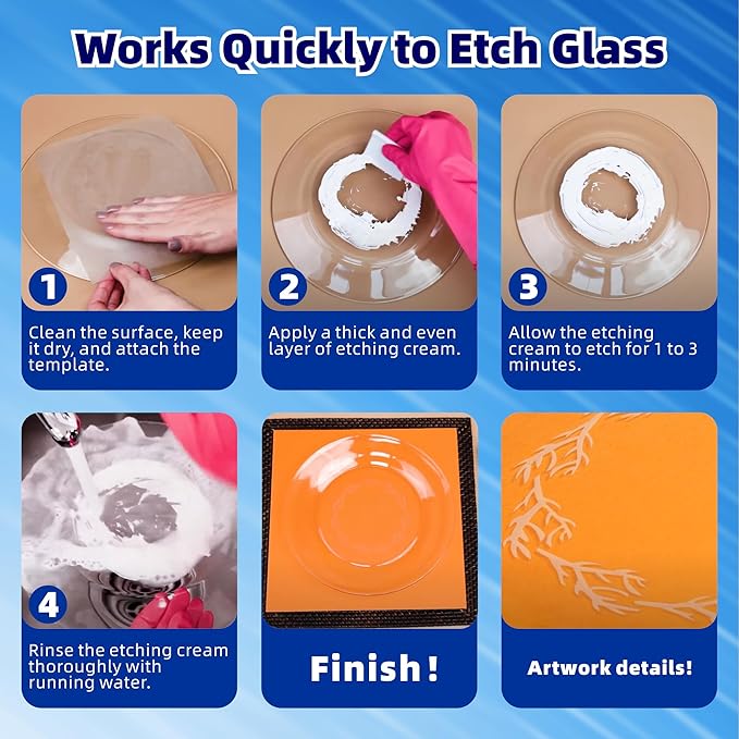 10oz Professional Etching Starter Kit for Glass with 6 Tools, Create Permanently Etched Designs, Art Frosted Glass Cream Kit for Etching Intricate Designs - Perfect for Mirrors, Windows, Glassware