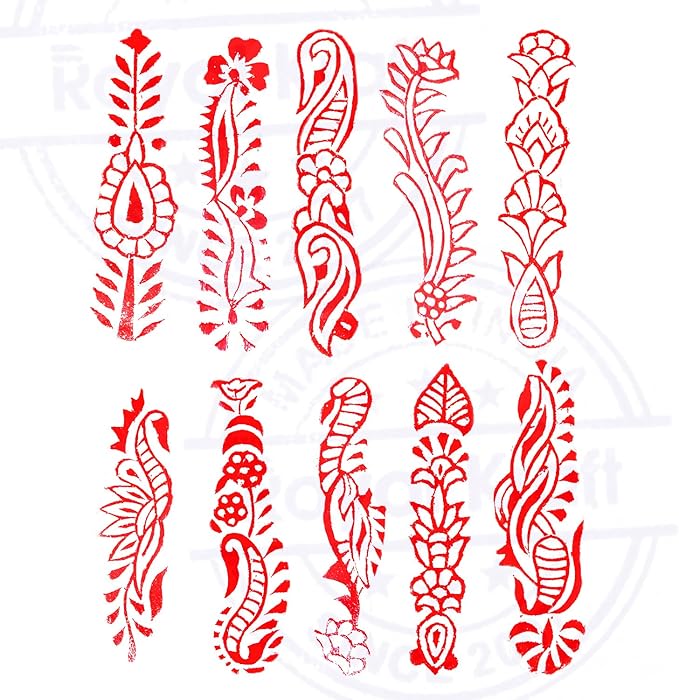 Royal Kraft Fabric Wooden Stamps Creative Border Pattern Printing Blocks (Set of 10) Htag2159