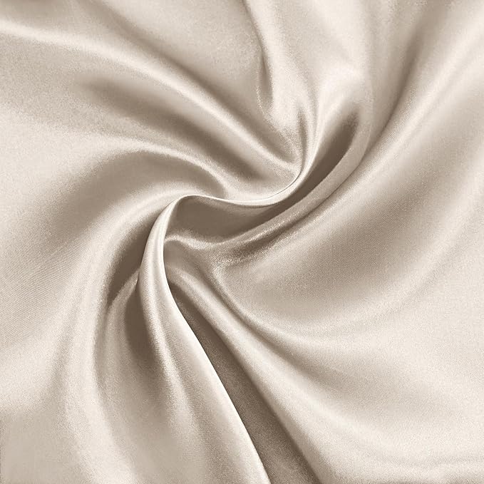 RUDONG M Beige Satin Fabric by The Yard, 1 Yard x 60 Inch Wide Silky Charmeuse Satin Fabric, Soft Satin Fabric for Wedding Decorations, Bridal Dress, Sewing, Accessories, DIY Crafts