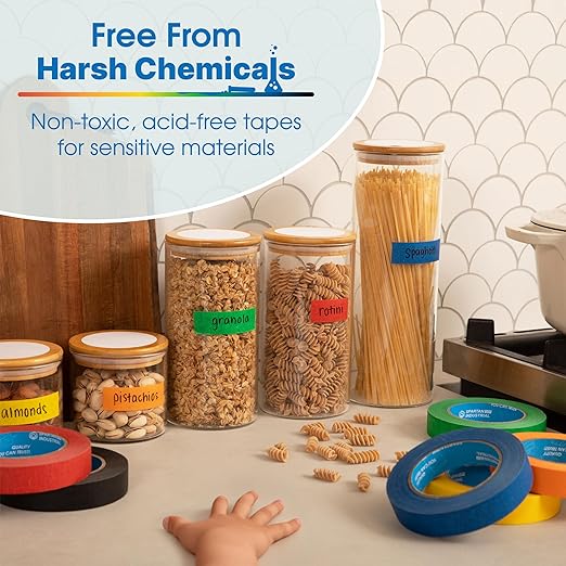 Spartan Industrial - 1" X 60 yd Orange Masking Tape - 12 Colored Tape Rolls for Bundling, Labeling, and More - No Residue, 5.5 Mil