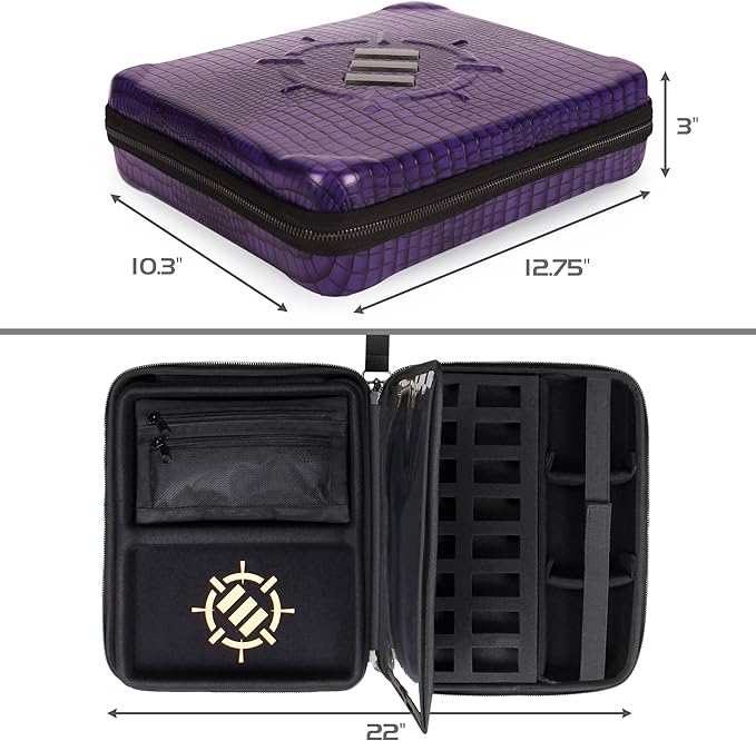 ENHANCE RPG Organizer Case - DnD Binder with Built-in Character Sheet Holder and Erasable Scribe Panel, Dice Rolling Area, Removable Pen Pouch, Miniature Foam Tray, Wrist Strap