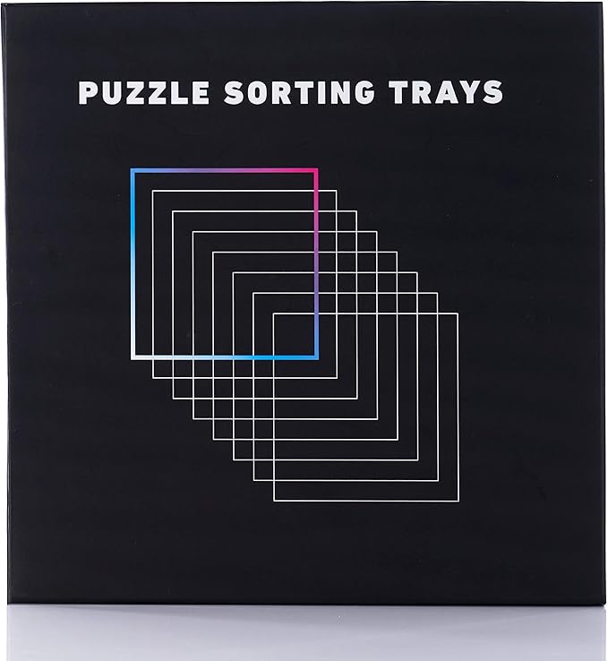 8 Puzzle Sorting Trays with Lid 8" x 8" - Jigsaw Puzzle Accessories Black Background Makes Pieces Stand Out to Better Sort Patterns, Shapes and Colors | for Puzzles Up to 1500 Pieces