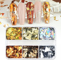 Fall Nail Sequins Holographic Laser Mixed Color Autumn Nail Flakes Design Nail Charms 3D Confetti Nail Art Stickers Irregular Nail Glitter Sequins for Women