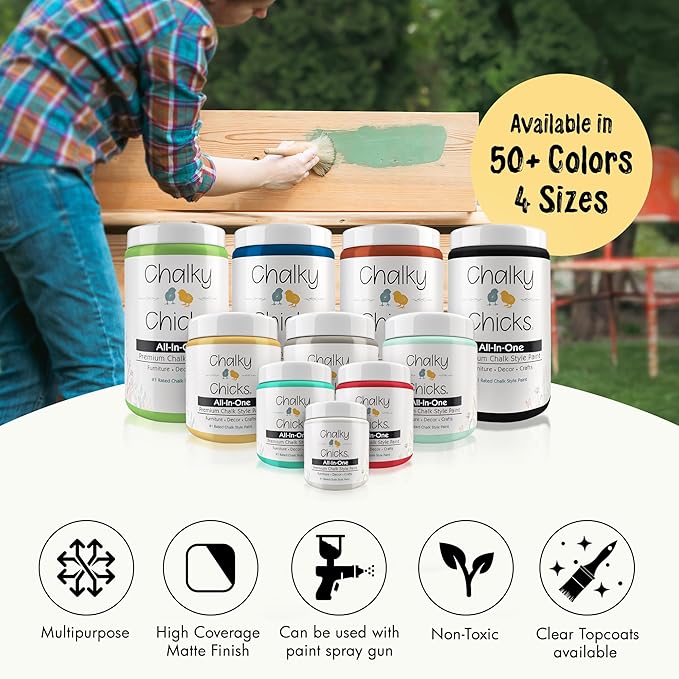 Chalky Chicks All-in-One Chalk Paint for Furniture or Cabinet - 4 Fl Oz - Matte Finish Tuscany (Yellow) for Metal, Wood Furniture Paint - No Sanding All-in-One for Home Decor & Crafts, USA Made