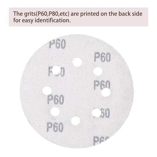 150pcs 60 Grit Sanding Discs, 5-Inch 8-Hole Sandpaper, for Woodworking or Automotive