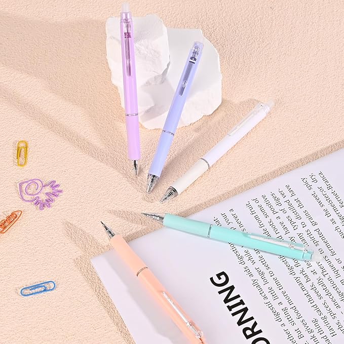 Temiary 10 Pcs Retractable Erasable Gel Pens, Fine Point 0.5 mm, Make Mistakes Disappear, Smooth Writing Gel Pen with Eraser for Journaling Note Taking Marking Planner Crossword Puzzles (Black Ink)