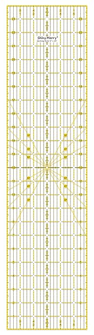 Quilting Ruler 6"x24",Non-Slip Clear Acrylic Sewing Ruler with Easy-to-Read Grid,Yellow & Black Grid Design,Perfect for Fabric,Patchwork,Cutting & Sewing Crafts,Durable Tool for Quilting