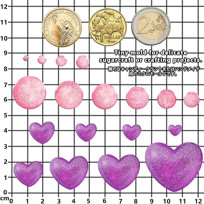 Cabochon Gemstone Epoxy Resin Casting Silicone Molds Include Heart, Dome Shapes for Fondant Cake Decoration, Polymer Clay Craft, Jewelry Making - 2 in Set