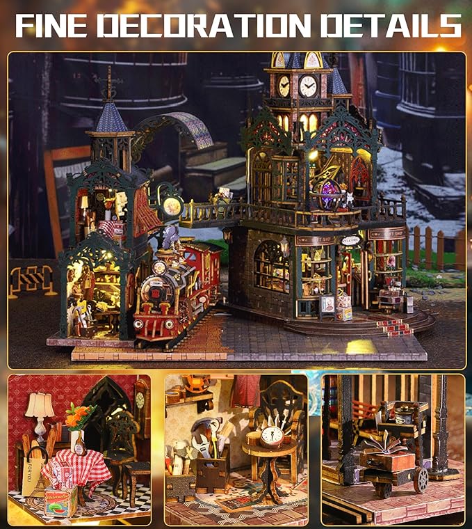 DIY Dollhouse Miniature House Kit,DIY Kit Mini House Model,1:24 Scale Creative Doll House Best Christmas Birthday Gift for Lovers Boys and Girls. (Rail-TRACKSECLUDED City01)