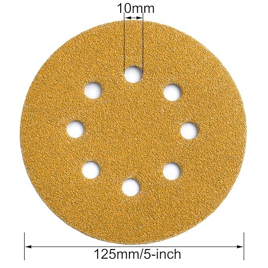 5-Inch 8-Hole Hook and Loop Sanding Discs 60-Grit Random Orbit Sandpaper, 100-Pack