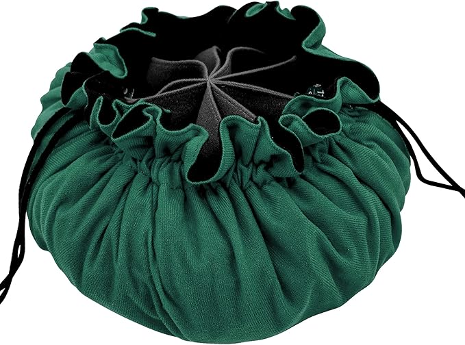 SIQUK Large Dice Bag with Pockets Big Capacity Dice Bag Drawstring Dice Pouch DND Dice Storage Bag for RPG MTG Table Games, Hold over 300 Dice, Dark Green