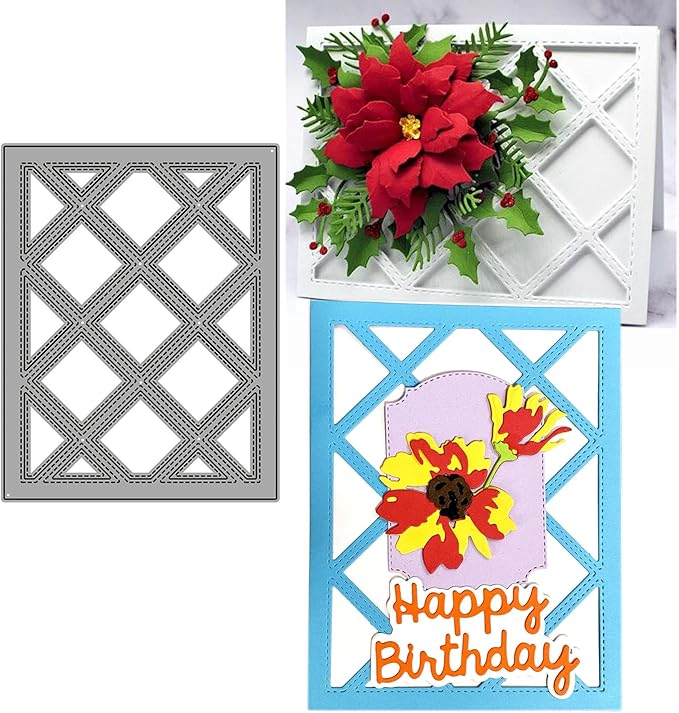 Mvchifay Cutting Dies for Card Making Metal Die-Cuts Scrapbooking Tool Hollow Frame DIY Craft Punch Template Embossing for Paper Album Decor (Diamond Frame-14.3x11.1cm)