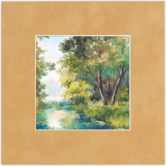 8x10 Mat Bevel Cut for 5.5x8.5 Photos - Acid Free Beige Suede Precut Matboard with Backing Board and Crystal Clear, Self Seal Photo Mat Bag - for Pictures, Photos, Framing - 4-ply Thickness