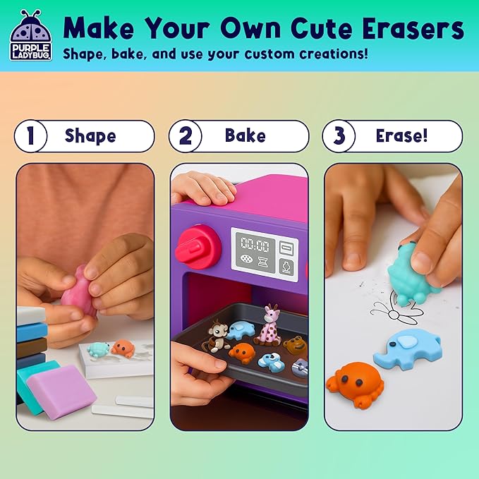 DIY Clay Cute Mini Eraser Kit for Kids - Birthday Christmas Gifts for 4 5 6 7 8 9 10 11 12 Girls & Boys - Students Desk Pet Animals Make Your Own Erasers Kit, Arts and Crafts for Kids Ages 8-12 4-8