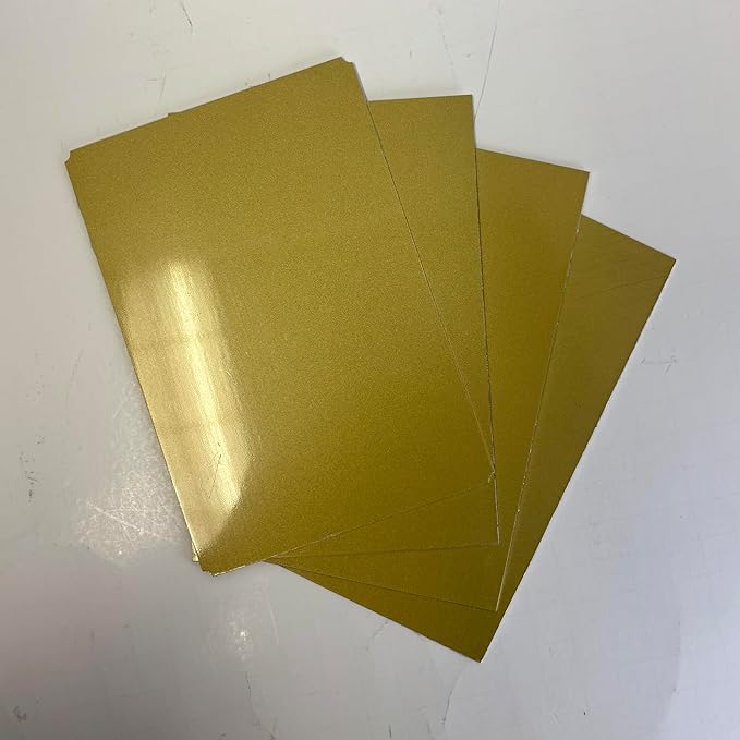 Blank Metal Plates for Laser Engraving - 4 Pack | Aluminum Sheets 0.020" Thick | CO2, Diode, Fiber Laser Compatible | Multiple Sizes & Colors (Gold (engraves black), 1x2 inch)