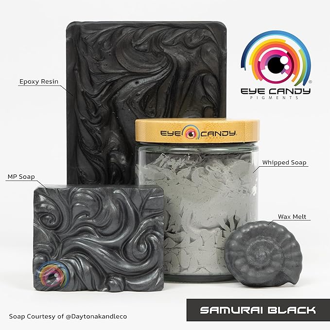 Eye Candy Pigments Premium Grey Mica Powder - Samurai Black (50gr) - for Epoxy, Resin, Soap, Paint, Woodworking, Acrylic Pouring, Bath Bombs, Fishing Lures - DIY Arts and Crafts Additive