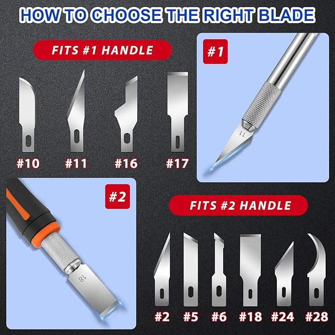 DIYSELF #2 Exacto Knife Blades, Exacto Replacement Blades, Hobby Knife Blade Refills with Storage Case, 150 Pack Art Knives Blade for Craft, Scrapbooking, Cutting (#2)