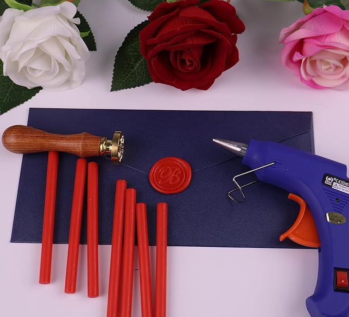 30 Pieces 7mm Sealing Wax Sticks for Glue Gun,PORXFLY Mini Wax Seal Sticks Great for Seals Stamp,Cards Envelopes,Wedding Invitations,Gift Wrapping,Wine Packages (Red)