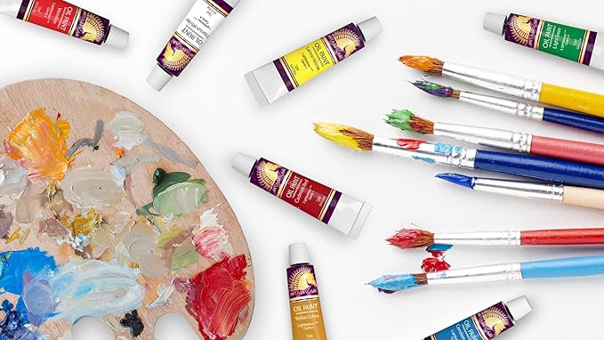 MyArtscape Oil Paint Set - 12 x 12ml Tubes - Lightfast - Heavy Body - Oil-based Vibrant Colors - High Pigment Load - Non-fading - Artist Quality Painting Supplies - Professional Craft Paints