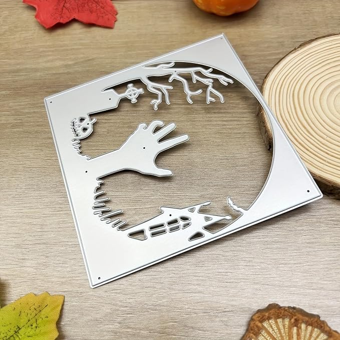 Lapoo Halloween Metal Cutting Die for Scrapbooking, 3D Backgrounds Frame New Cutting Dies DIY Album Card Making Decor Paper Metal Die Cuts Party Wedding Decorations (Ghost Hand 4.7 x 4.7 in)