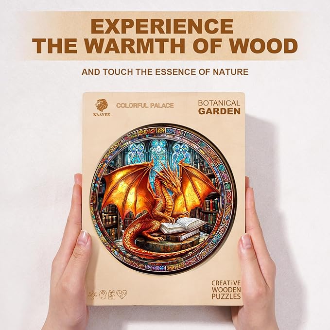 Wooden Puzzles for Adults, Dragon Wooden Puzzle,Magic Wooden Jigsaw Puzzles, Gifts for Family or Friends for Any Holiday.(13.4 * 13.4 in 300pcs)