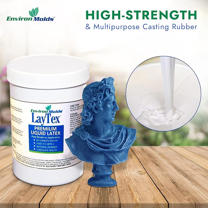 EnvironMolds Liquid Latex Mold Making Rubber, 16 oz. - Quality, Flexible, Detailed Reproductions - Easy Brush or Spray Application