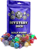 Half-Pound Mystery Dice Bag – Full Polyhedral Sets & Unique Secret Styles - Rainbow Transparent, Starry, Pearlescent, & Jade Textured Dice for RPG Gamers & Collectors