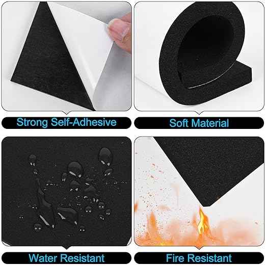 ToLanbbt 8 PCS Adhesive Foam Padding Sheets Closed Cell Neoprene Foam Sheet 1/8" Thick, 4" x 4" Self Stick Insulation Anti Vibration Pads Anti-Slip for Furniture, Cars, Speakers, DIY