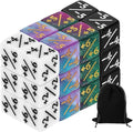 uxcell 24Pcs Magic Dice Counters, Acrylic D6 Life Token Dice Set with Pouch for Standard Cards Gaming Accessories, White, Black, Green & Purple, Blue & Purple