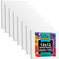 KEFF Canvas Boards for Painting - 12x12 8-Pack Bulk Canvas Panels, 100% Cotton Triple Primed Large Canvases for Art Painting Supplies, Acrylic, Oil, Watercolor & Tempera