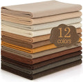 12 Rolls 8"x35"(20.5x90cm) 1.4mm Thick Soft Felt Fabric Sheet 12 Assorted Brown Tone Series Colors Felt Pack for DIY Craft Sewing Squares Nonwoven Patchwork