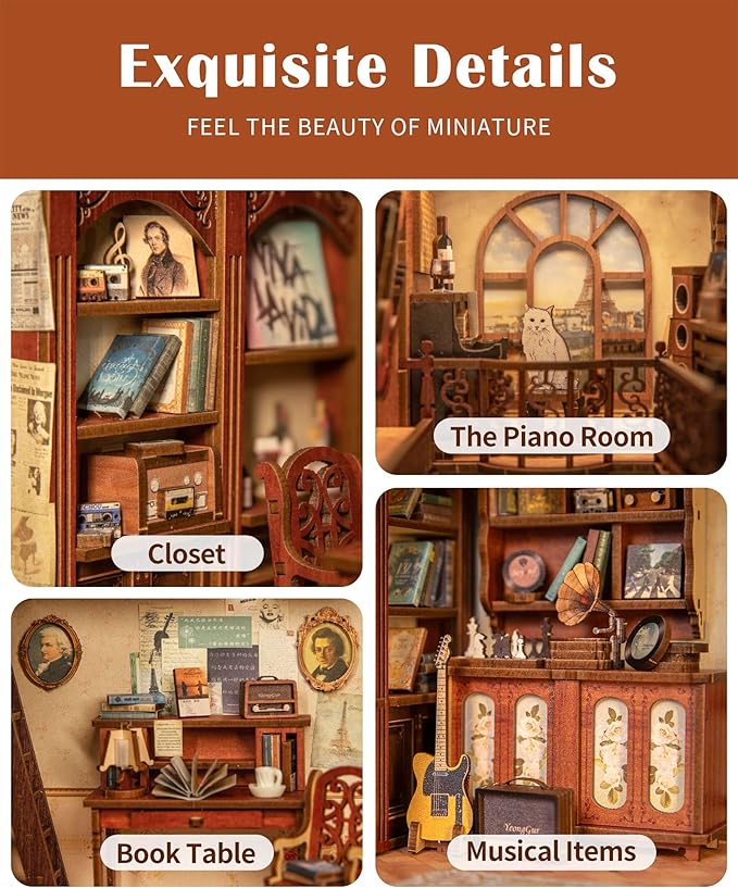 CUTEBEE Book Nook Kit - DIY Miniature House Kit for Adults and Teens, Dollhouse Booknook Tiny House Model Build Bookshelf Decor, Gifts for Family, Friends