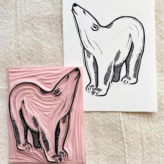 Falling in Art 5 Pack Rubber Carving Block, 4" x 6" Easy Cut Lino Blocks, Soft Linoleum Block for Printmaking, Stamps, Crafts