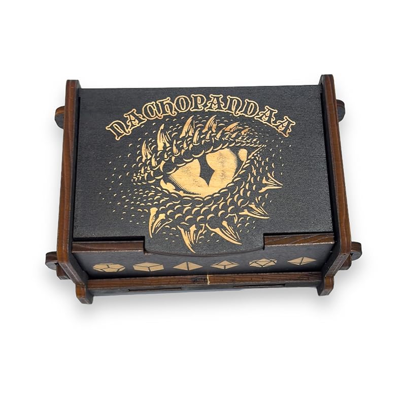 Dice Box - BLACK - 6x4x3 Also holds jewelry and great for desks and desk top items (Dragons Eye - PERSONALIZED)