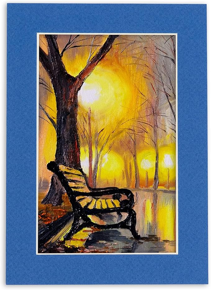 Pack of Ten Acid Free 8.5x11 Mats Bevel Cut for 7x9 Photos - Royal Blue Precut Matboards With Backing Boards and Self Seal Photo Mat Bags For Pictures, Photos, Framing - 4-ply Thickness