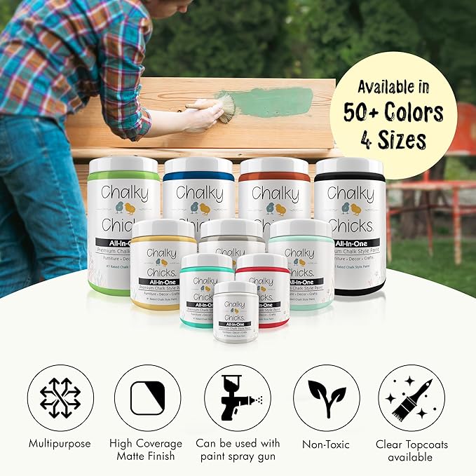 Chalky Chicks All-in-One Chalk Paint for Furniture or Cabinet - 4Fl Oz - Matte Finish Daisy (Light Yellow) for Metal, Wood Furniture Paint - No Sanding All-in-One for Home Decor & Crafts, USA Made